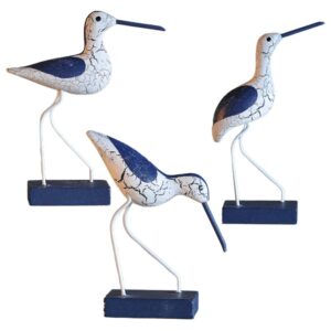 exceart 3pcs wooden seagull figurine nautical decorations ornaments mediterranean style coastal beach room garden decoration for bedroom living room