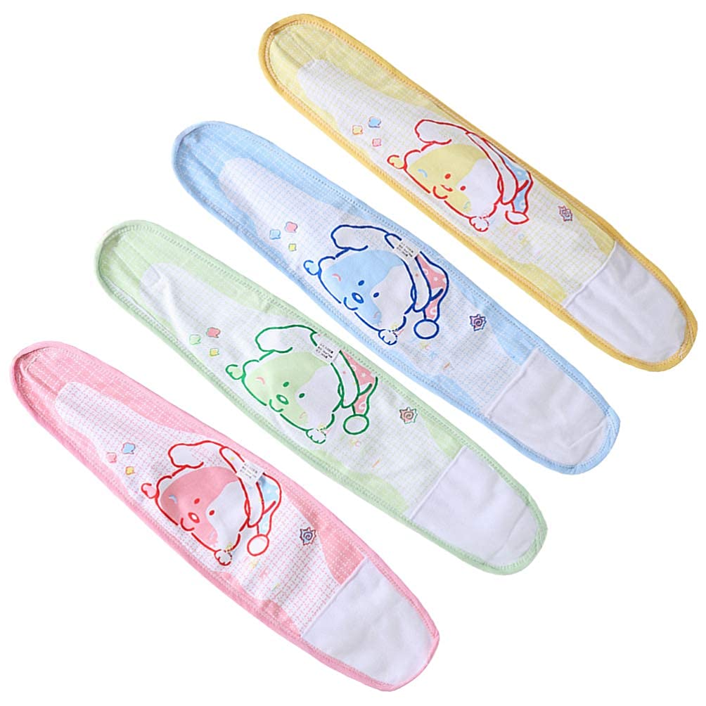 EXCEART 4pcs Baby Belly Binder Cartoon Umbilical Cord Band Navel Band Abdominal Binder Wrap belly band,hernia belt for Newborn Baby Infant