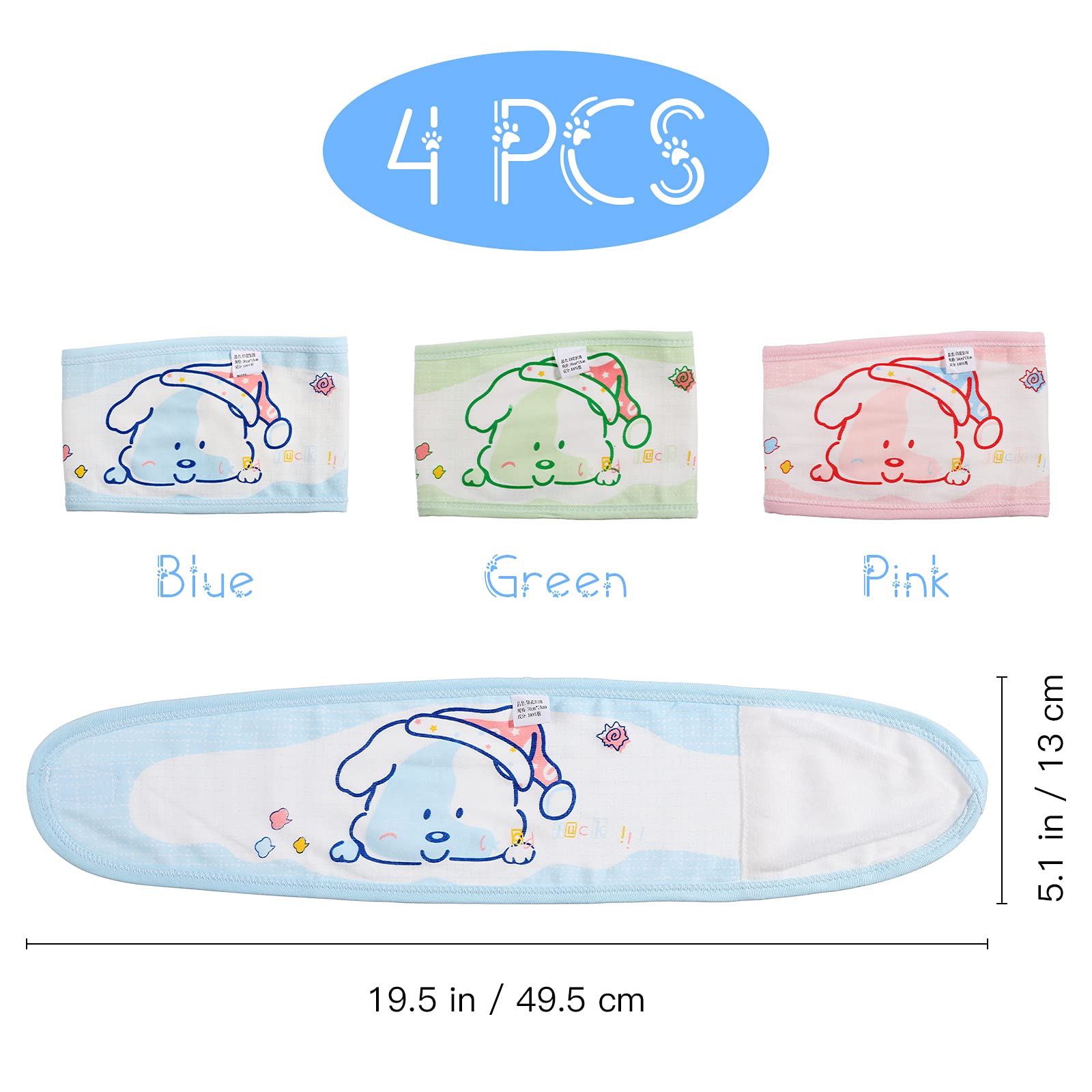 EXCEART 4pcs Baby Belly Binder Cartoon Umbilical Cord Band Navel Band Abdominal Binder Wrap belly band,hernia belt for Newborn Baby Infant