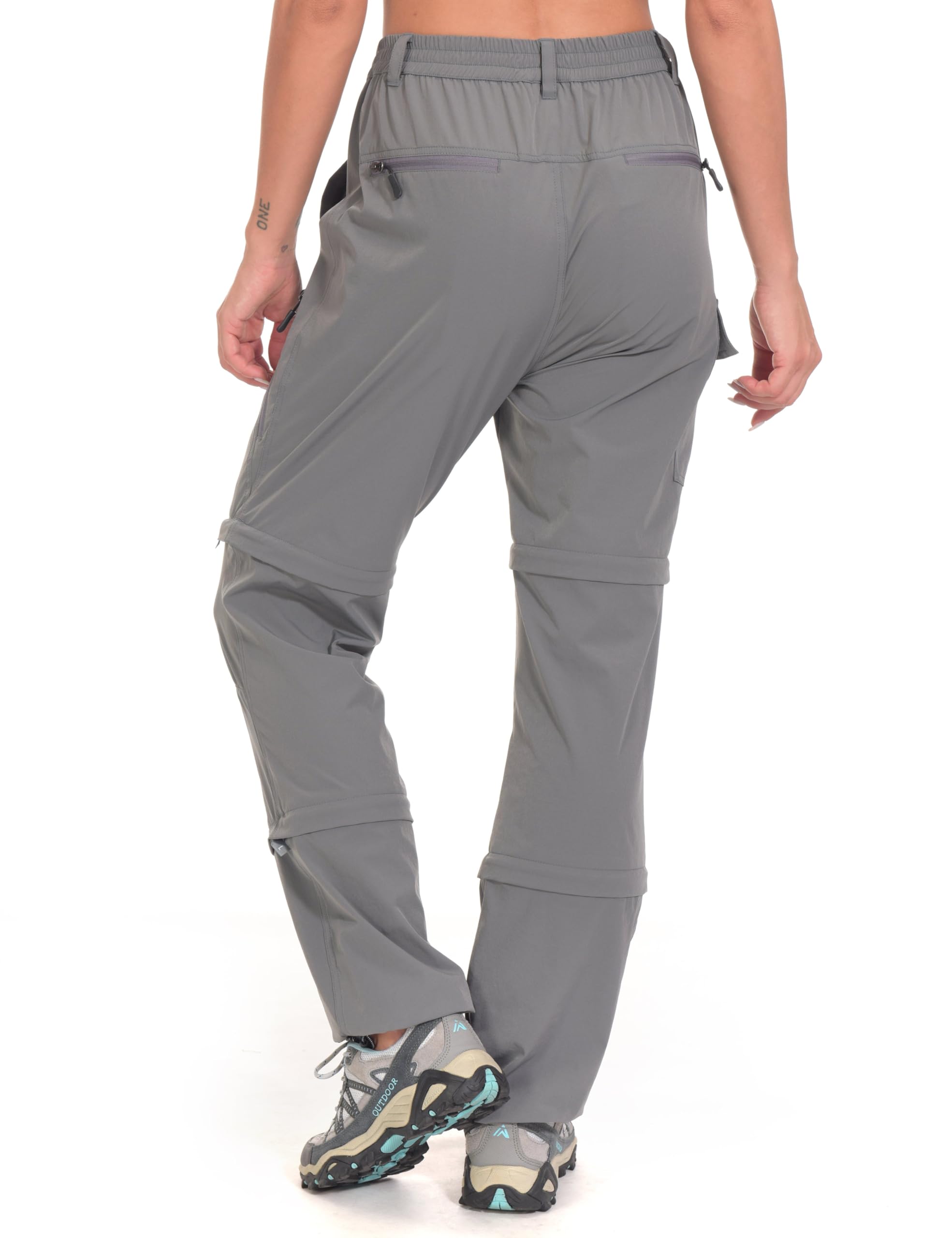 Little Donkey Andy Women's Stretch Convertible Pants, Zip-Off Quick-Dry Hiking Pants Gray Size XL