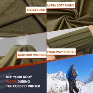 Thermal Underwear for Men, Winter Hunting Gear Sport Long Johns Base Layer Top and Bottom Set Midweight Army Green L