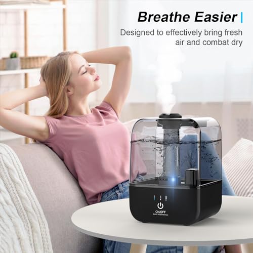 Cool Mist Humidifier, Ultrasonic Air Humidifiers for Bedroom Babies Home, 4.5L Large Top Fill Desk Humidifiers with Three Mist Modes, 360° Nozzle, Auto Shut-Off, Lasts Up to 30 Hours, Super Quiet