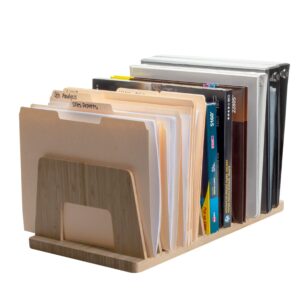 mobilevision bamboo desktop file folder organizer and paper tray, 10 slots