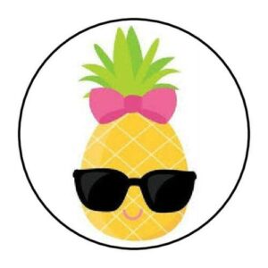 without brand set of 48 envelope seals labels cute summer pineapple 1.2" round