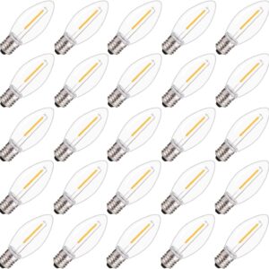 BORT 25 Pack C9 LED Replacement Light Bulb, C9 LED Bulbs for Christmas Outdoor String Lights, E17 Intermediate Base, Commercial Grade Holiday Bulbs Warm White 2700K