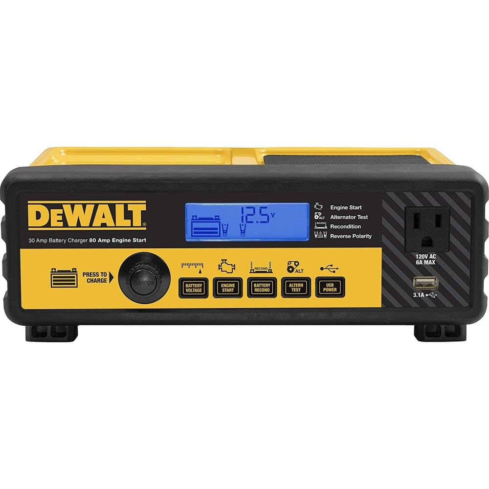 Dewalt 12V 30A Automotive Bench Battery Charger With 80A Engine Start