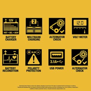 Dewalt 12V 30A Automotive Bench Battery Charger With 80A Engine Start