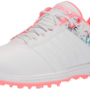 Skechers womens Pivot Spikeless Golf Shoe, White/Multi Tropic, 8.5 US