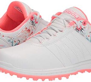 Skechers womens Pivot Spikeless Golf Shoe, White/Multi Tropic, 8.5 US