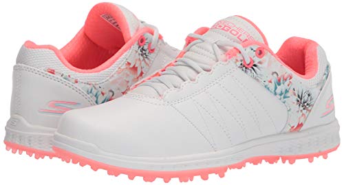 Skechers womens Pivot Spikeless Golf Shoe, White/Multi Tropic, 8.5 US