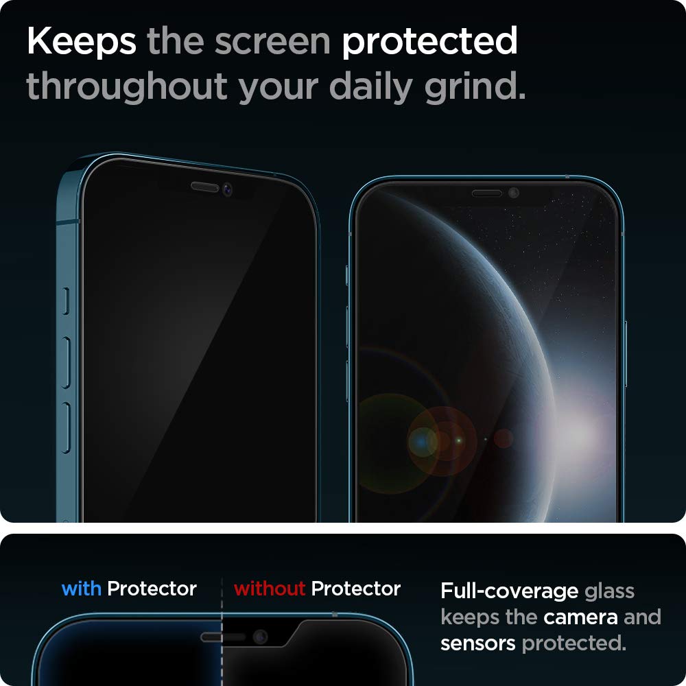 Spigen Tempered Glass Screen Protector [GlasTR EZ FIT] Designed for iPhone 12 Pro Max - Sensor Protection / 2 Pack