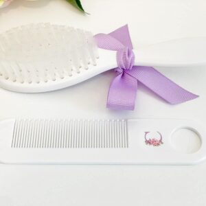 Personalized Baby Gift Girls - Baby Brush and Comb Set, Suitable for Ages 0-3 Years, New Baby Gift - Floral Initial Purple, Baby Gift