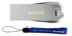 sandisk ultra luxe 512gb usb 3.1 flash drive works with computer, laptop, 150mb/s 512 gb pendrive high speed all metal storage drive (sdcz74-512g-g46) bundle with (1) everything but stromboli lanyard