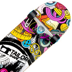 TailorShape Bermuda Complete Skateboard | 32"X8" Professional Street Skateboard | Multicolored Street Art Canadian Maple Wood Board for Boys, Girls, Teens, Beginners, Kids and Adults