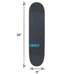 TailorShape Bermuda Complete Skateboard | 32"X8" Professional Street Skateboard | Multicolored Street Art Canadian Maple Wood Board for Boys, Girls, Teens, Beginners, Kids and Adults