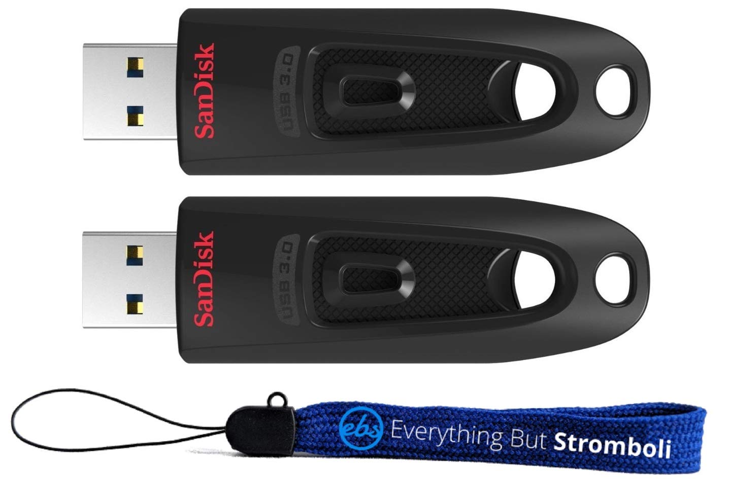 SanDisk Ultra 512GB USB 3.0 Flash Drive (Bulk 2 Pack) Works with Computer, Laptop, 130MB/s 512 GB PenDrive High Speed Memory Storage (SDCZ48-512G-U46) Bundle with (1) Everything But Stromboli Lanyard