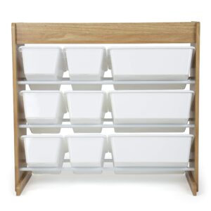 Humble Crew, Natural Wood/White Toy Organizer with Shelf and 9 Storage Bins