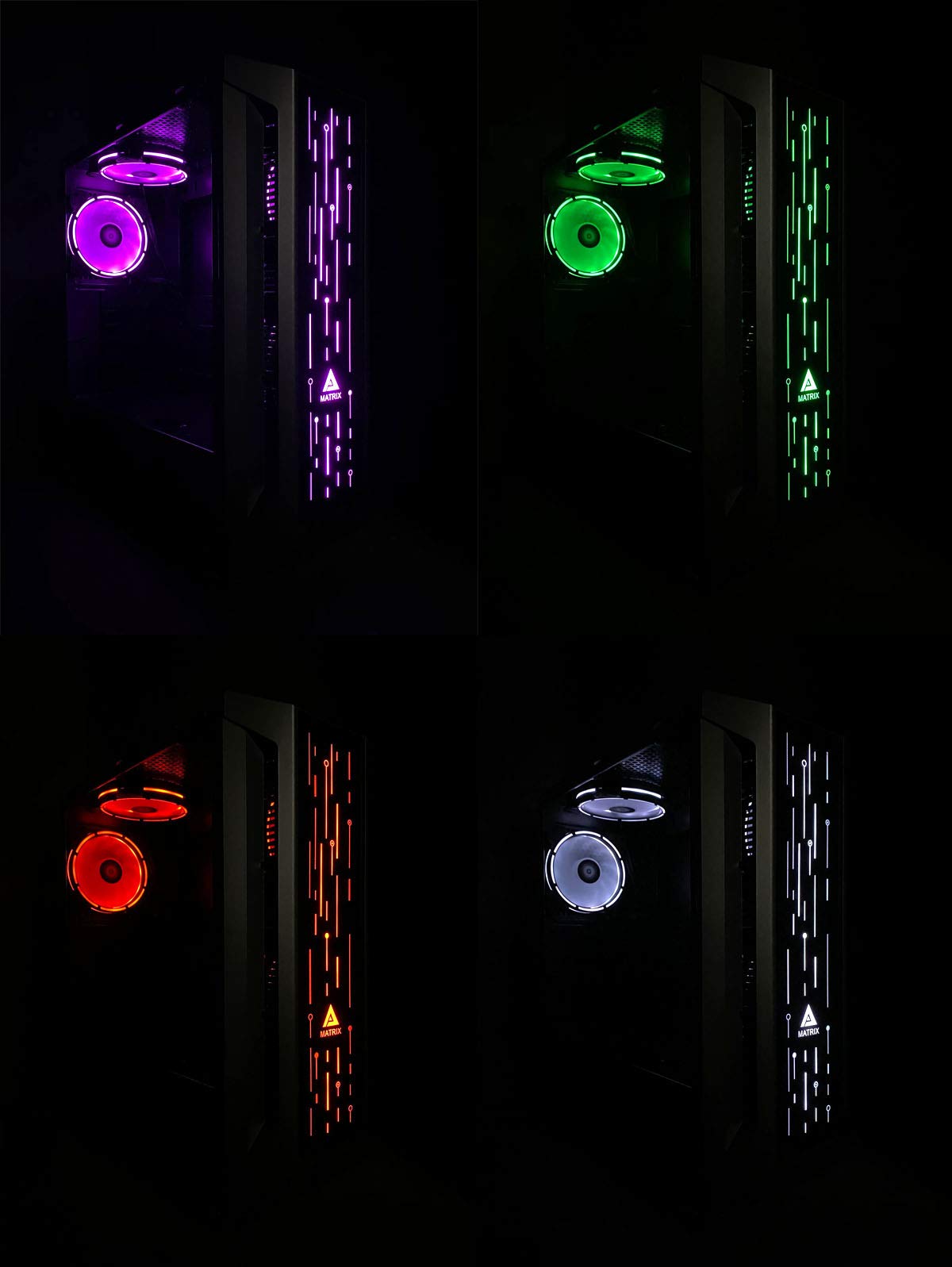 Apevia Matrix-PK Mid Tower Gaming Case with 1 x Tempered Glass Panel, Top USB3.0/USB2.0/Audio Ports, 4 x RGB Fans, Pink Frame