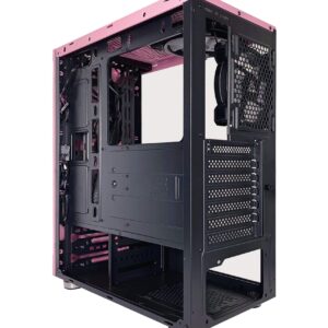 Apevia Matrix-PK Mid Tower Gaming Case with 1 x Tempered Glass Panel, Top USB3.0/USB2.0/Audio Ports, 4 x RGB Fans, Pink Frame