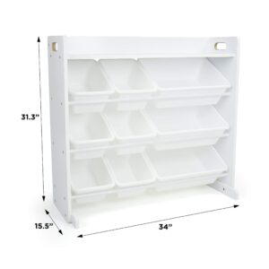 Humble Crew Toy Storage Organizer with Shelf and 9 Storage Bins, White