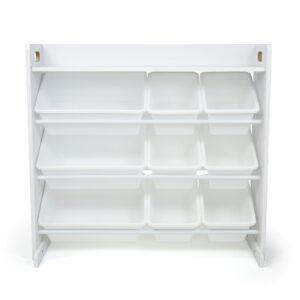 Humble Crew Toy Storage Organizer with Shelf and 9 Storage Bins, White