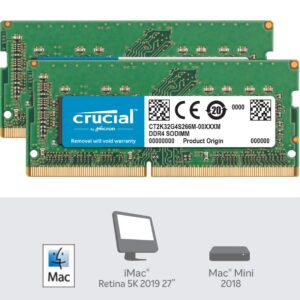 Crucial RAM 64GB Kit (2x32GB) DDR4 2666 MHz CL19 Memory for Mac CT2K32G4S266M, Multicolor