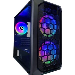 Apevia PRODIGY-BK Micro-ATX Gaming Case with 1 x Tempered Glass Panel, Top USB3.0/USB2.0/Audio Ports, 3 x RGB Fans, Black Frame