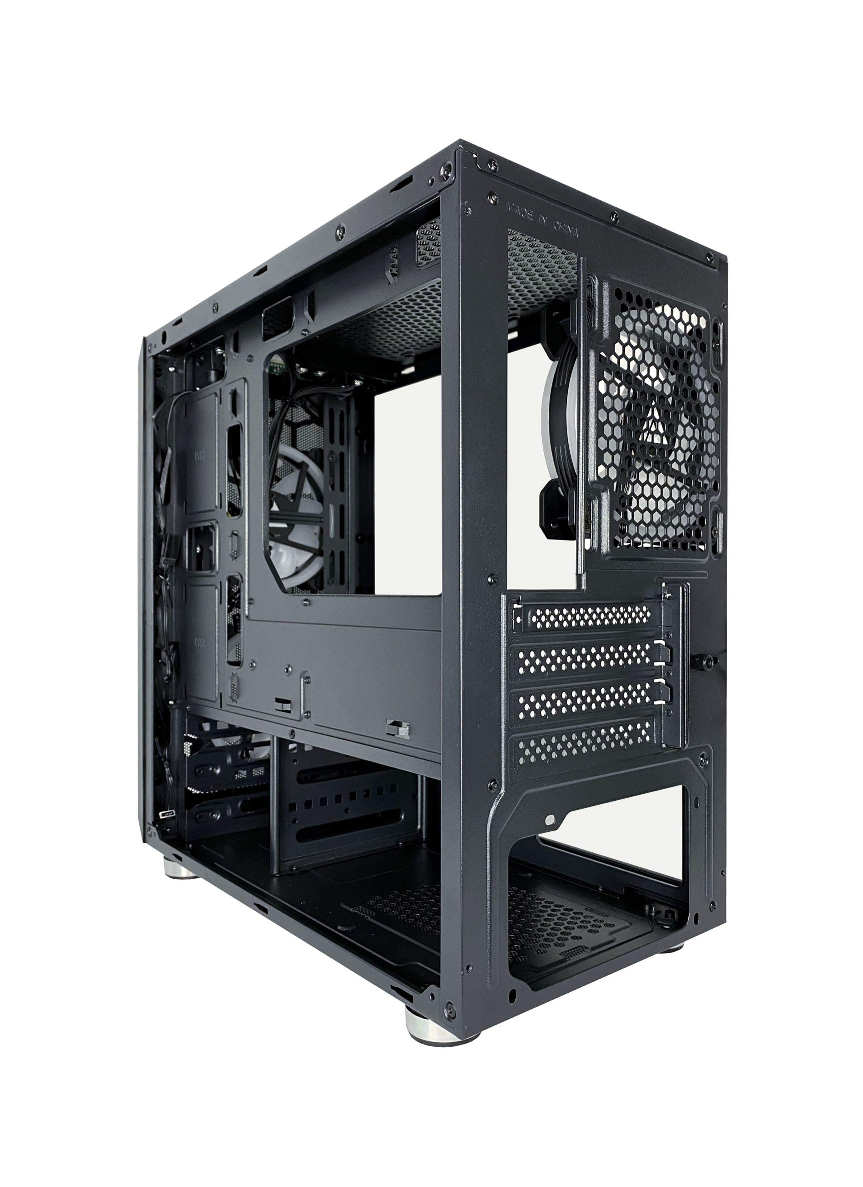 Apevia PRODIGY-BK Micro-ATX Gaming Case with 1 x Tempered Glass Panel, Top USB3.0/USB2.0/Audio Ports, 3 x RGB Fans, Black Frame