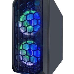 Apevia PRODIGY-BK Micro-ATX Gaming Case with 1 x Tempered Glass Panel, Top USB3.0/USB2.0/Audio Ports, 3 x RGB Fans, Black Frame