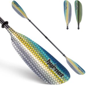 hornet watersports graphic fiberglass kayak paddle- ideal for touring, fishing and boating- 90.5 inches / 230cm adjustable with carbon fiber shaft - kayak oars kayaking equipment (blue scales)