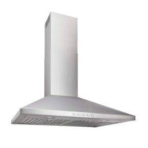 broan-nutone bwp2244ss 24-inch wall-mount convertible chimney-style pyramidal range hood with 3-speed exhaust fan and light, stainless steel