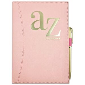 a to z telephone a5 address book a-z index hard back cover with pen (pink)