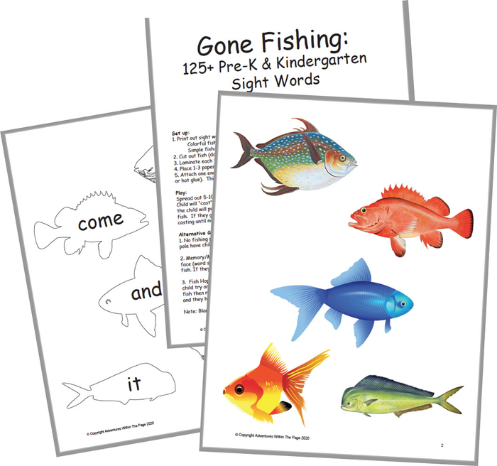 Gone Fishing: 125+ Pre-K & Kindergarten Sight Words