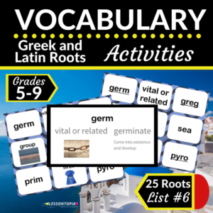 greek and latin roots activities-vocabulary list #6