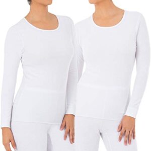 Fruit of the Loom womens Micro Waffle Premium Thermal Underwear Tee Shirt Pajama Top, White/White, Large US