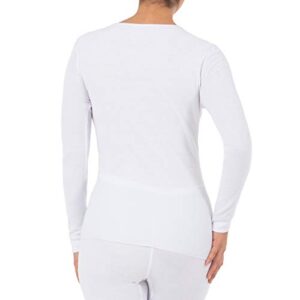 Fruit of the Loom womens Micro Waffle Premium Thermal Underwear Tee Shirt Pajama Top, White/White, Large US