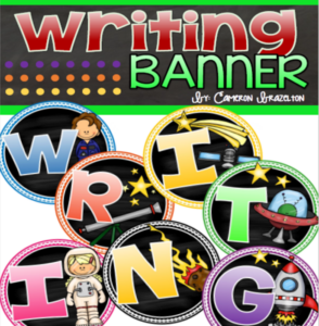 writing banner bulletin board poster outer space theme