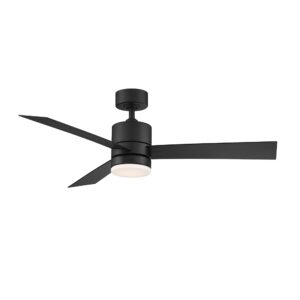 axis smart indoor and outdoor 3-blade ceiling fan 52in matte black with 3000k led light kit and remote control works with alexa, google assistant, samsung things, and ios or android app