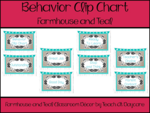 printable farmhouse and teal behavior clip chart