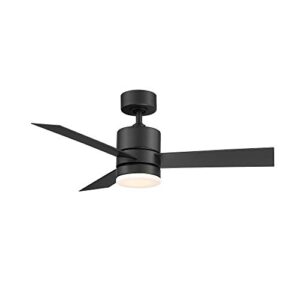 axis smart indoor and outdoor 3-blade ceiling fan 44in matte black with 3000k led light kit and remote control works with alexa, google assistant, samsung things, and ios or android app
