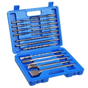 MejorChoy 17pcs SDS Rotary Hammer Drill Bits Chisel Bits Hole Tool Set Drilling Bricks, Concrete, Masonry, Wall, Stone