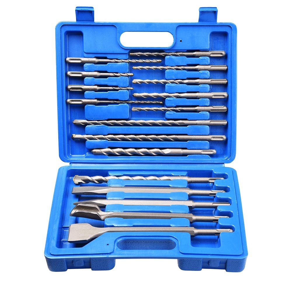 MejorChoy 17pcs SDS Rotary Hammer Drill Bits Chisel Bits Hole Tool Set Drilling Bricks, Concrete, Masonry, Wall, Stone