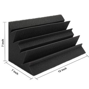 Bekith 12 Pack Acoustic Foam Bass Trap Studio Foam, SoundProof Padding Panels Noise Dampening Wall Corner Block Finish for Studios Home and Theater, 12" X 7" X 7"