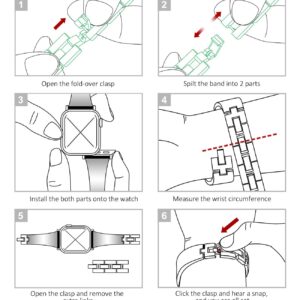 NewWays Compatible for Apple Watch Band Series 8 Series 7 41mm 40mm SE Series 6 5 4 3 38mm Jewelry Bracelet for iWatch Band Womens, Rose Gold Link with Black Leather