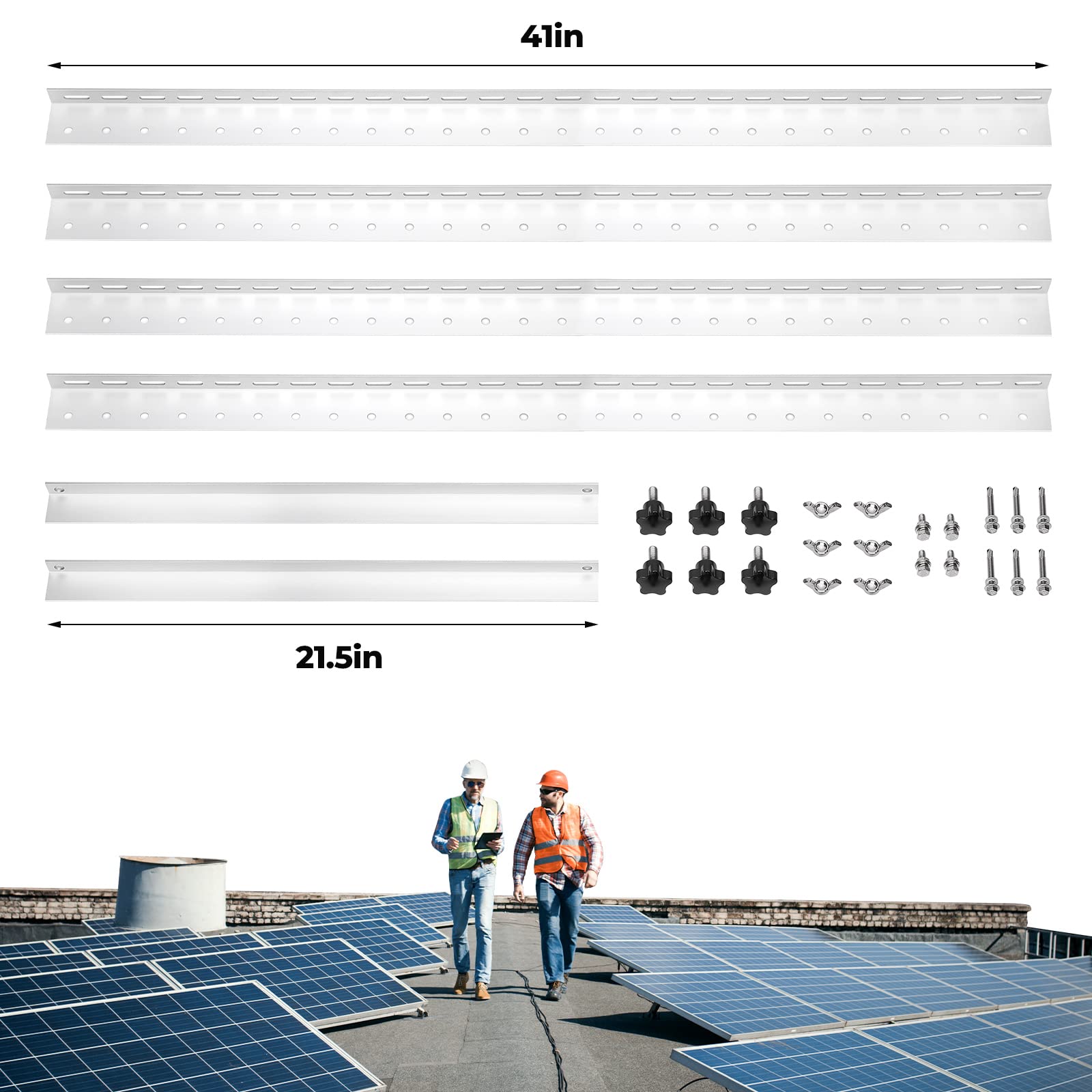 BougeRV 41in Adjustable Solar Panel Tilt Mount Brackets with Foldable Tilt Legs, Solar Panel Mounting Support up to 180 200 300 Watt Solar Panel for Roof, RV, Boat, and Off-Grid