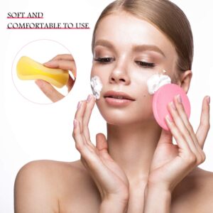 120 Pieces Compressed Facial Sponge for Estheticians Face Cleansing Sponge Makeup Removal Sponge Pad Exfoliating Spa Wash Round Face Sponge (Pink, Yellow, Blue)