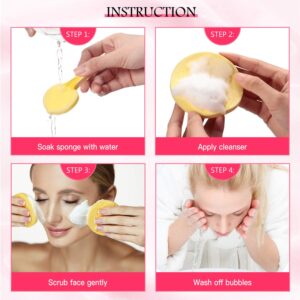 120 Pieces Compressed Facial Sponge for Estheticians Face Cleansing Sponge Makeup Removal Sponge Pad Exfoliating Spa Wash Round Face Sponge (Pink, Yellow, Blue)