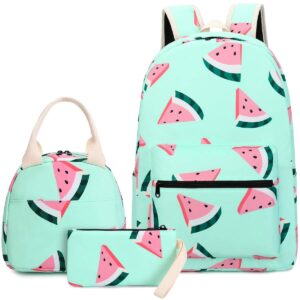 camtop backpack for teen girls kids school bookbag lunch box set (y0080-3 watermelon-mint green)