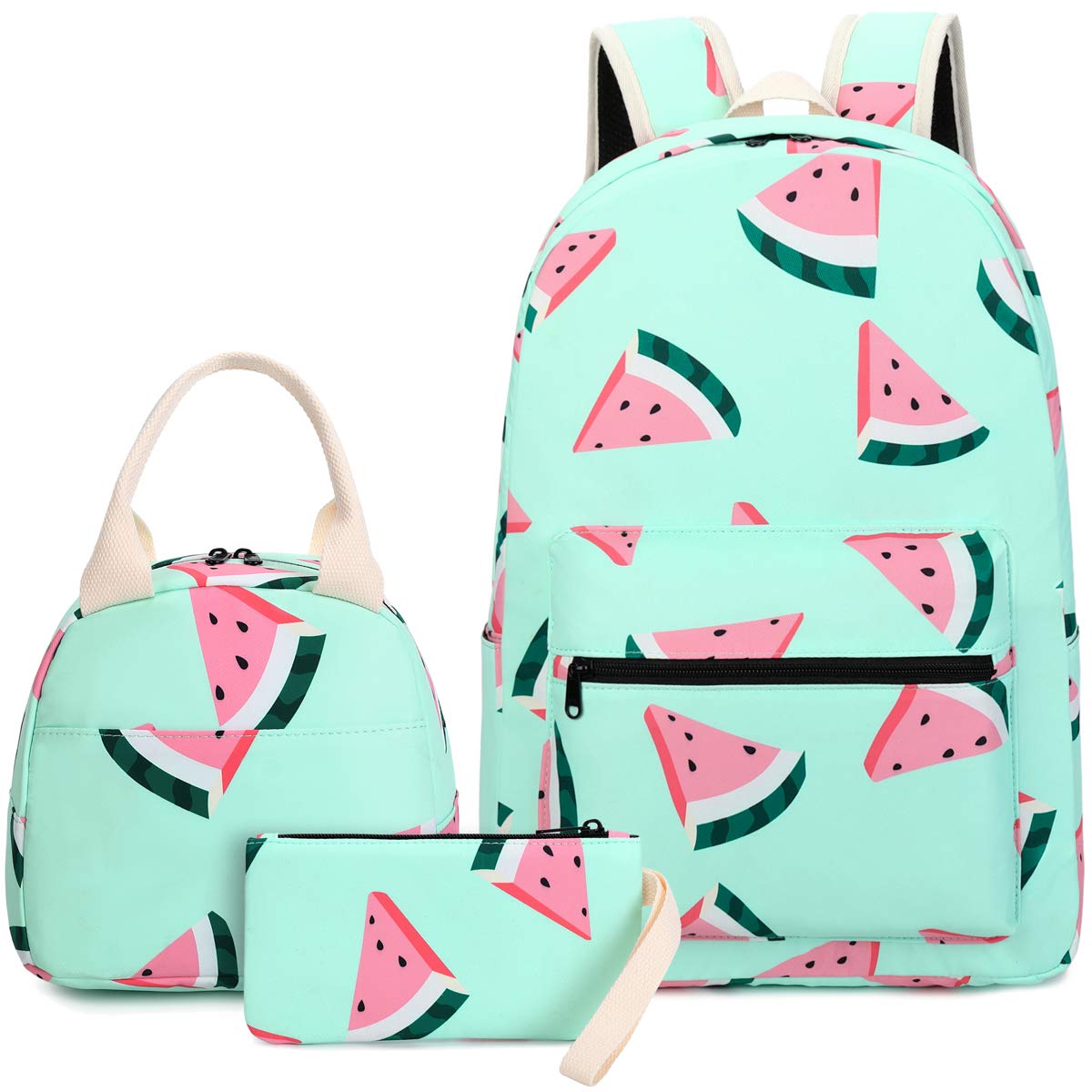 CAMTOP Backpack for Teen Girls Kids School Bookbag Lunch Box Set (Y0080-3 Watermelon-Mint Green)