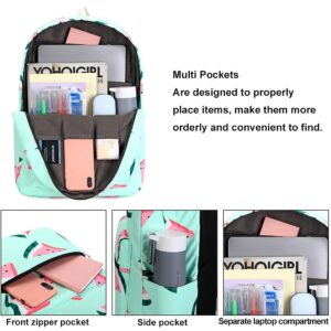 CAMTOP Backpack for Teen Girls Kids School Bookbag Lunch Box Set (Y0080-3 Watermelon-Mint Green)